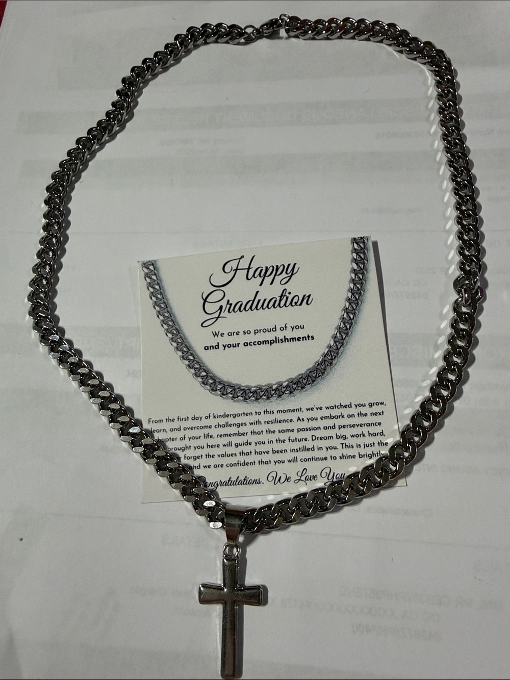 Men's Stainless Steel Silver Cross Pendant Chain Necklace